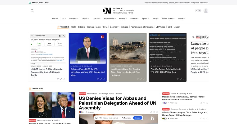 DeepNewz product screenshot