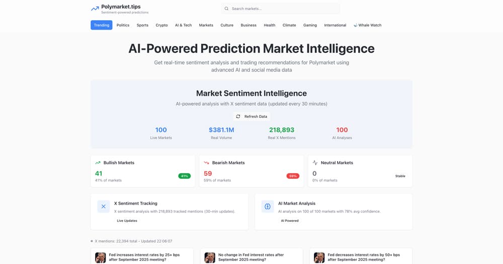 Polymarket Tips product screenshot